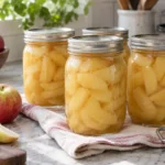 Sealed jars of Apple Slices in Light Syrup prepared using the tested Bernardin method