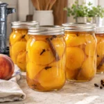 Sealed jars of One-of-a-kind Peaches prepared using the tested Bernardin method