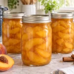 Sealed jars of Peach Pie Filling prepared using the tested Bernardin method