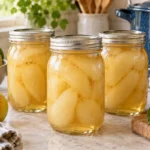 Sealed jars of Pears prepared using the tested Bernardin method