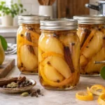 Sealed jars of Pears Exotica prepared using the tested Bernardin method