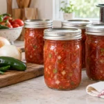 Sealed jars of Picante Sauce prepared using the tested Bernardin method