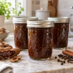 Sealed jars of Tamarind Chutney prepared using the tested Bernardin method