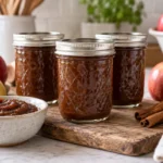 Sealed jars of Apple Spiced Butter prepared using the tested Bernardin method