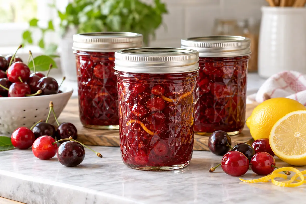 Sealed jars of Cherry Twist prepared using the tested Bernardin method