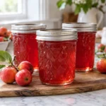Sealed jars of Crabapple Jelly prepared using the tested Bernardin method