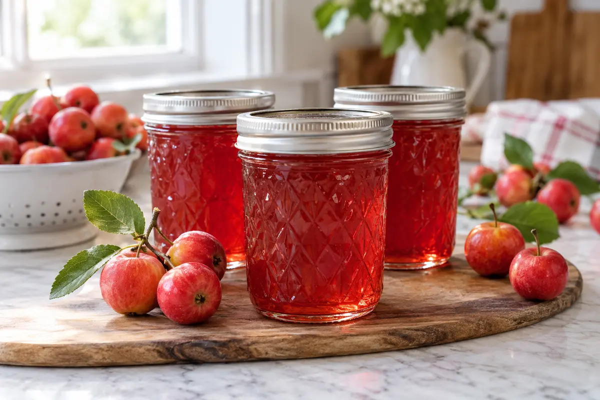 Crabapple Jelly — Bernardin 1 Sealed jars of Crabapple Jelly prepared using the tested Bernardin method
