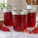 Sealed jars of Currant Jelly prepared using the tested Bernardin method
