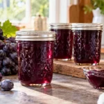 Sealed jars of Grape Jelly – Liquid Pectin prepared using the tested Bernardin method