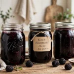Best of Show Black Raspberry Jelly in glass canning jars — home canning recipe