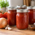 Home-canned blender ketchup in sealed pint canning jars