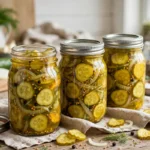 Bread and Butter Pickles with Artificial Sweetener in glass canning jars — home canning recipe