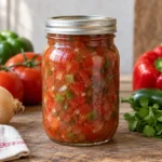 Jar of fresh vegetable tomato salsa