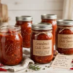 Grandma’s Chili Sauce in glass canning jars — home canning recipe