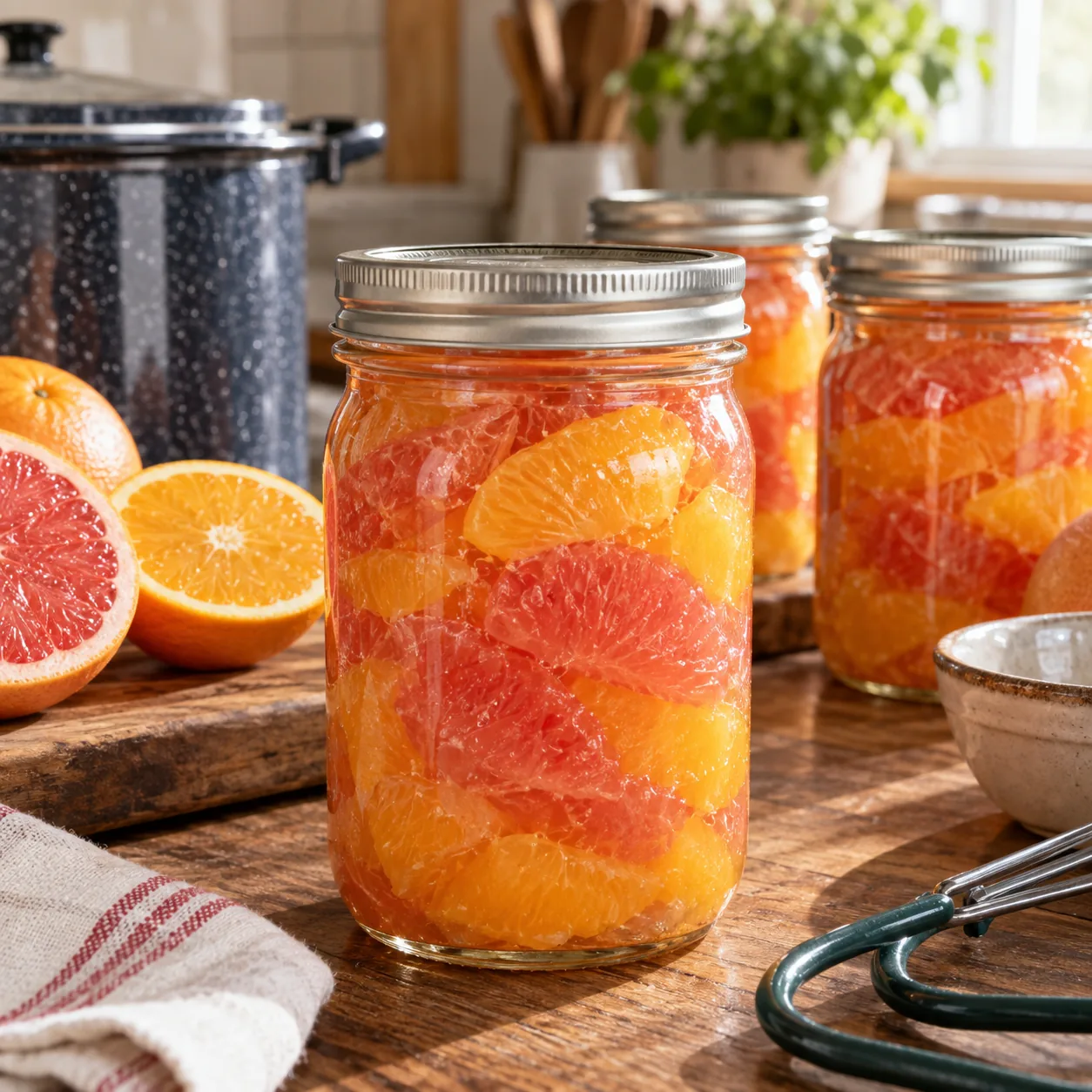 Home-canned grapefruit and orange sections