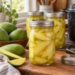 Home-canned sliced green mangoes