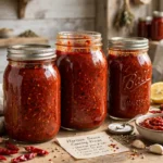 Harissa Sauce in glass canning jars — home canning recipe