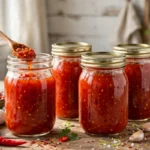 Hot ‘n Sweet Chili Sauce in glass canning jars — home canning recipe