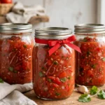 Illinois State Fair – Red Ribbon Tomato Salsa in glass canning jars — home canning recipe