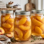 Ken Pitman’s Blue Ribbon Peaches in Heavy Syrup in glass canning jars — home canning recipe
