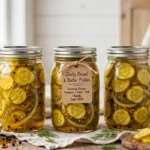 Mrs. Wages® State Fair Zesty Bread & Butter Pickles in glass canning jars — home canning recipe