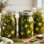 Pickled Jalapeño Peppers in glass canning jars — home canning recipe