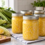 Home pressure-canned cream-style corn in jars — NCHFP recipe