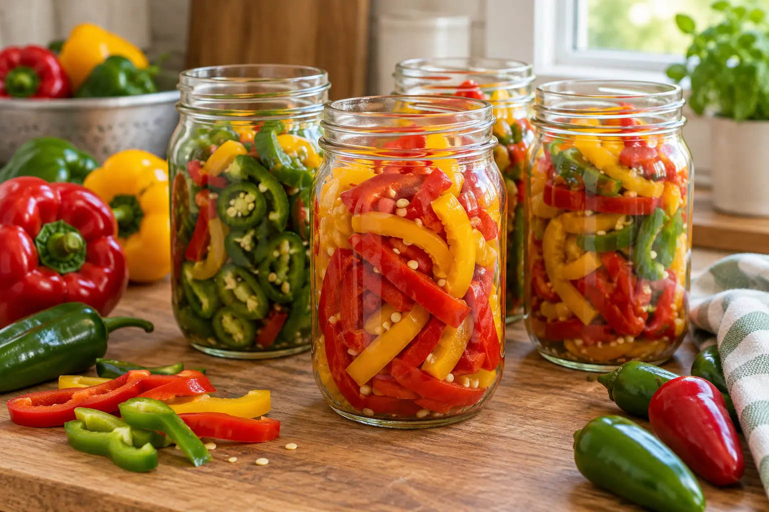 Home pressure-canned hot and sweet peppers in jars — NCHFP recipe