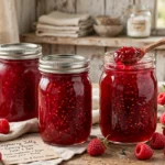 Raspberry Jelly in glass canning jars — home canning recipe