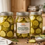 Reduced-sodium sliced sweet pickles in glass canning jars — OSU Extension recipe