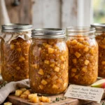 Shirley’s Sweet Apple Relish in glass canning jars — home canning recipe