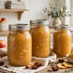Spiced Applesauce Recipe in glass canning jars — home canning recipe