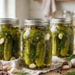 State Fair Kosher Dill Pickles in glass canning jars — home canning recipe