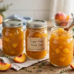 SUGAR FREE PEACH JAM in glass canning jars — home canning recipe