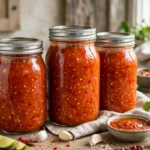 Thai Hot and Sweet Dipping Sauce in glass canning jars — home canning recipe