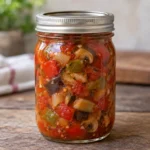 Jar of vegetable antipasto in rich tomato sauce