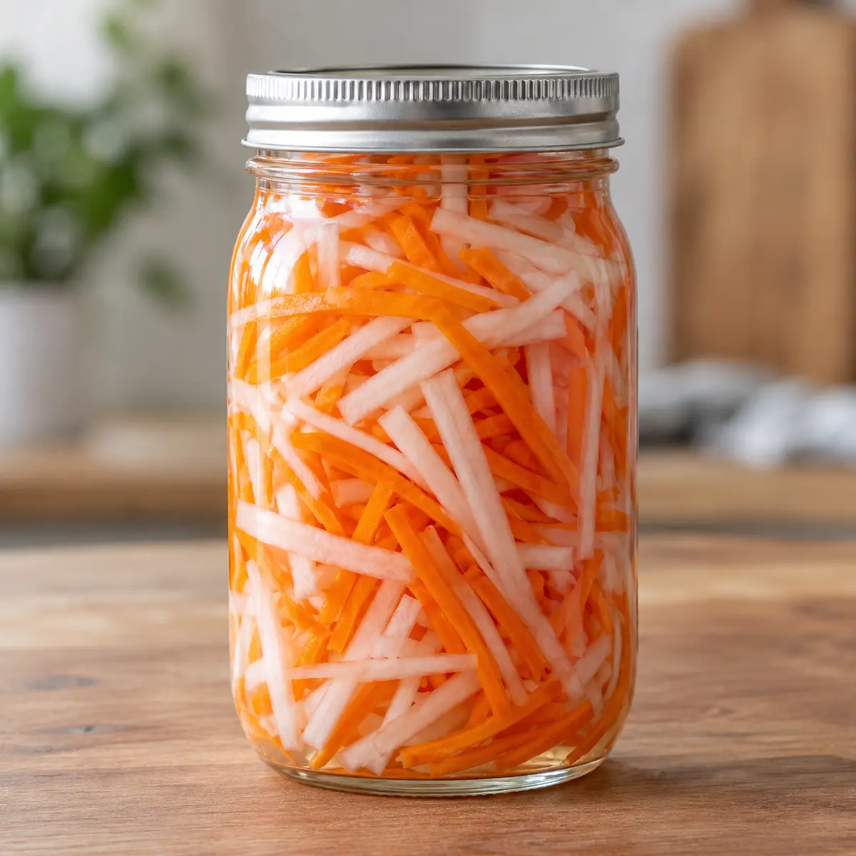 Vietnamese Carrot and Daikon Pickle — Bernardin 1 Jar of pickled carrot and daikon matchsticks
